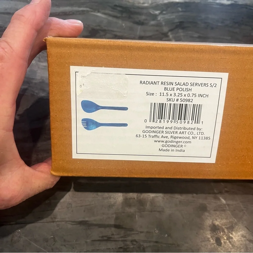Godinger Radiant Resin Blue Salad Servers Ocean NEW In Box
